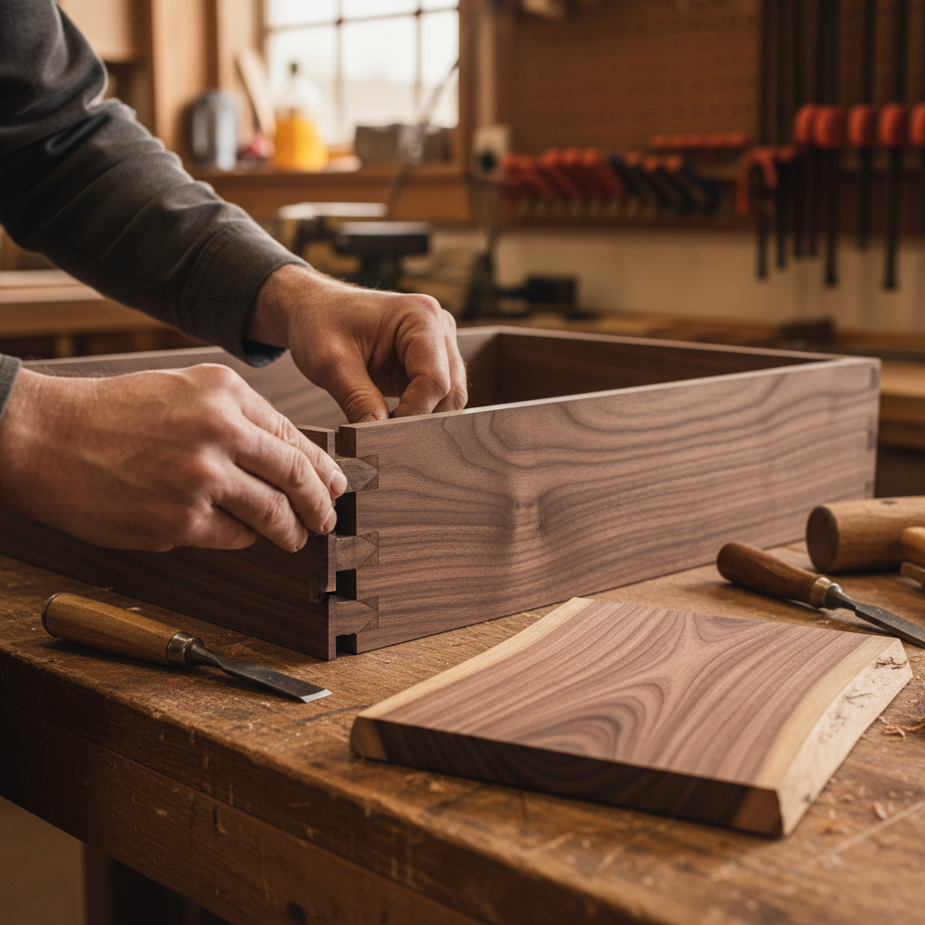 Bespoke cabinetry and joinery with worktop detailing in a workshop setting